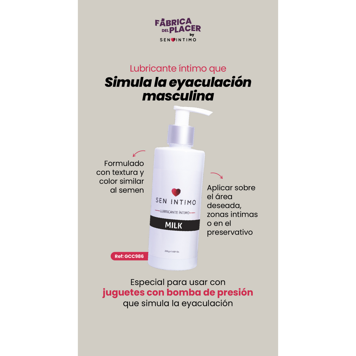 Lubricante Semen Artificial Milk Sen Íntimo 250 ml
