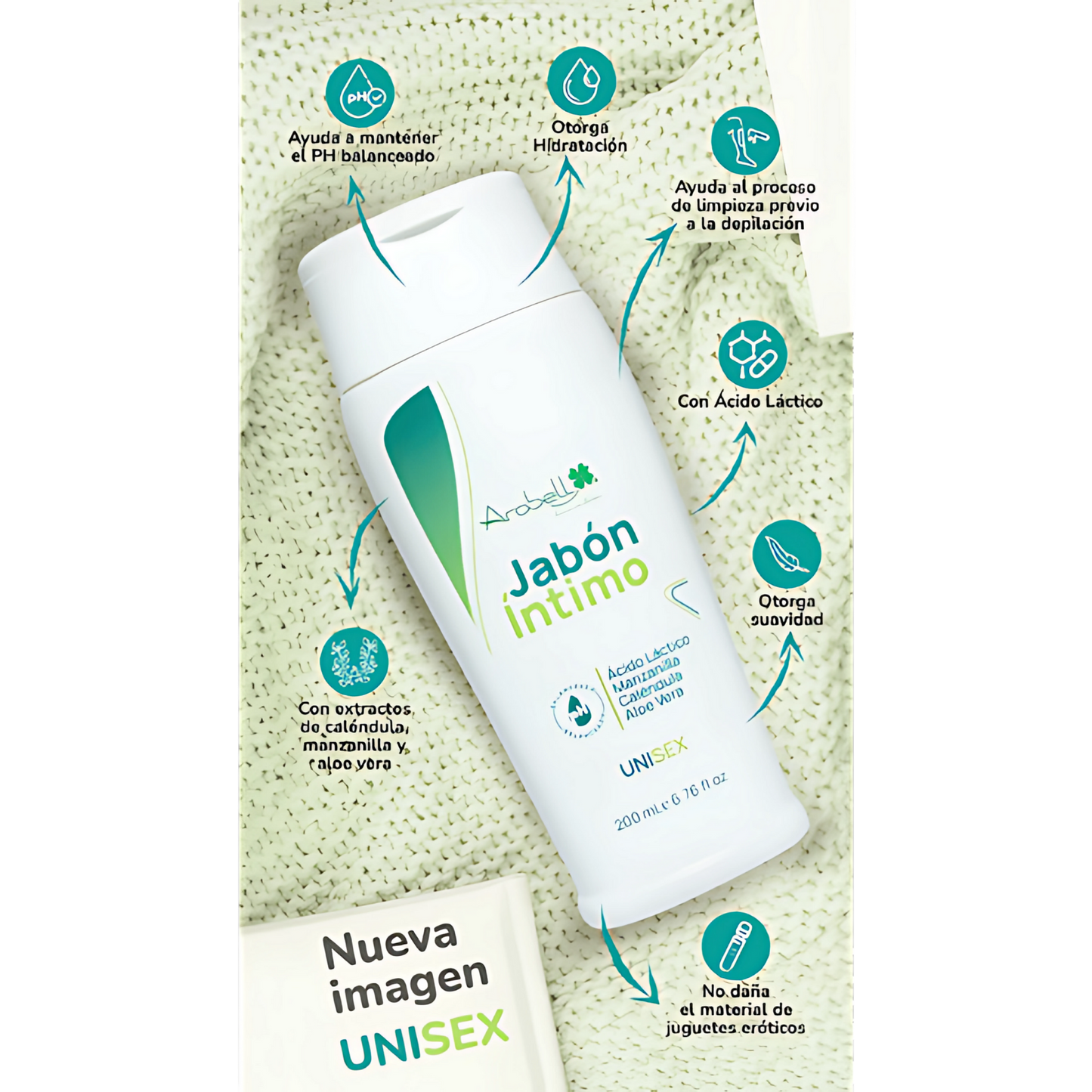 Jabón Íntimo Unisex Arobell 200 ml
