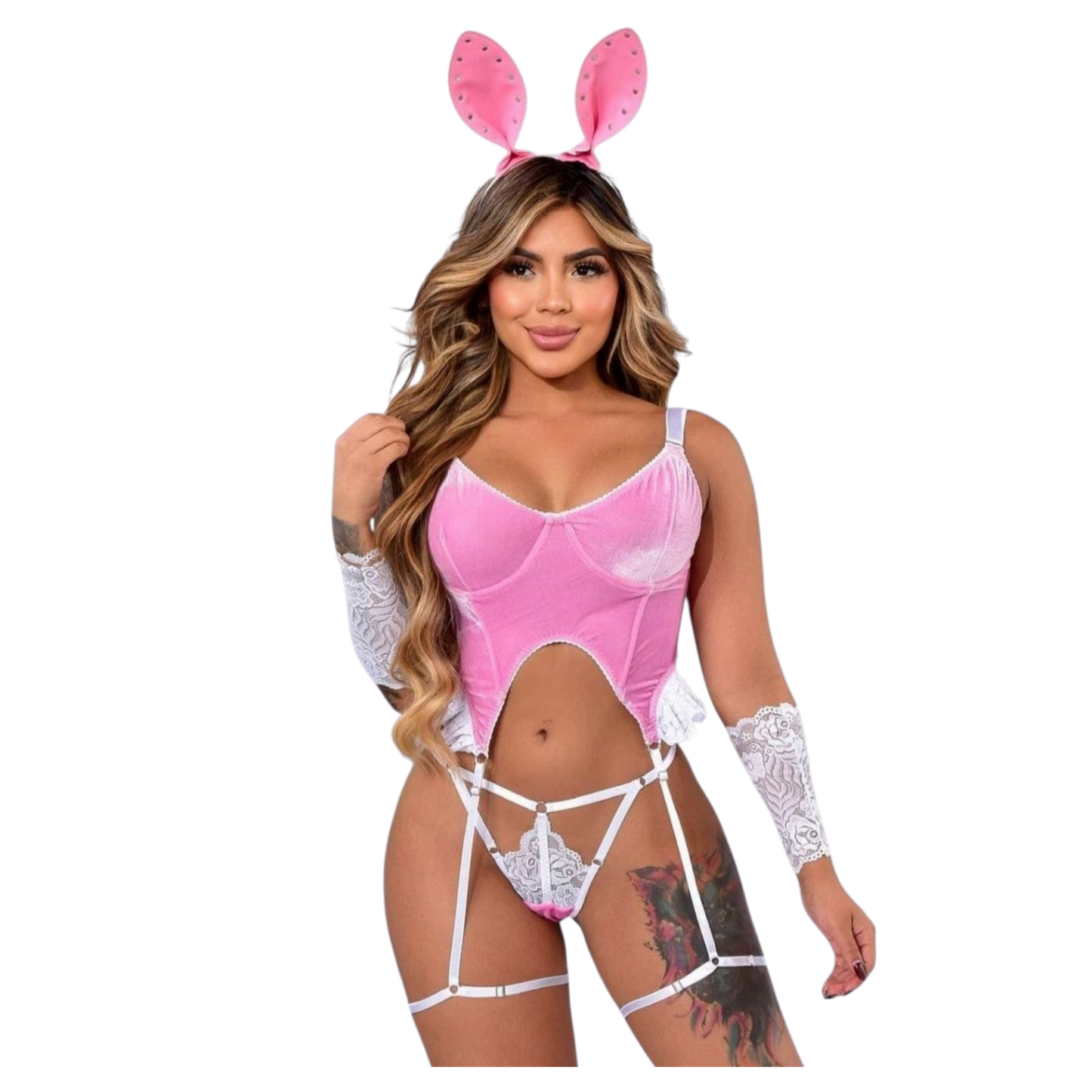 Conjunto de Lencería Pink Velvet Bunny Ears