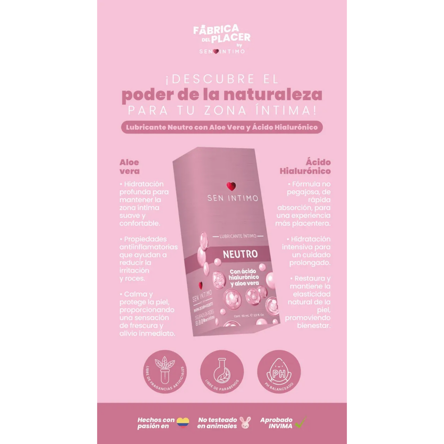 Lubricante Íntimo Neutro con Ácido Hialurónico y Aloe Vera 55 ml