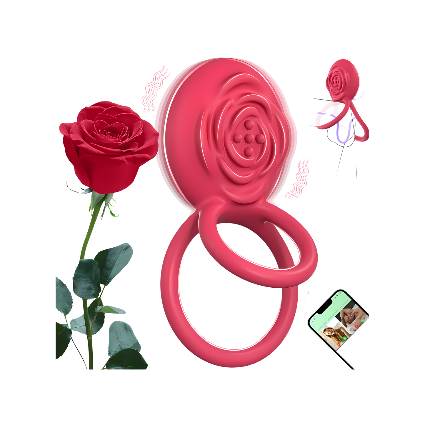 Anillo Vibrador Rosa Doble App