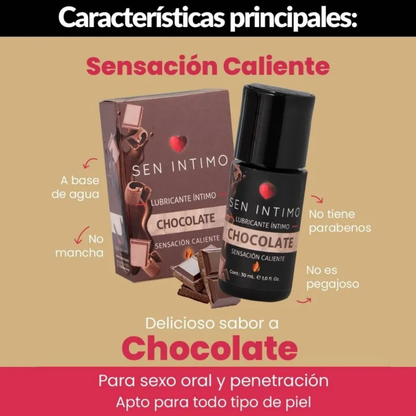 Lubricante Caliente Chocolate Sen Intimo  30 ml