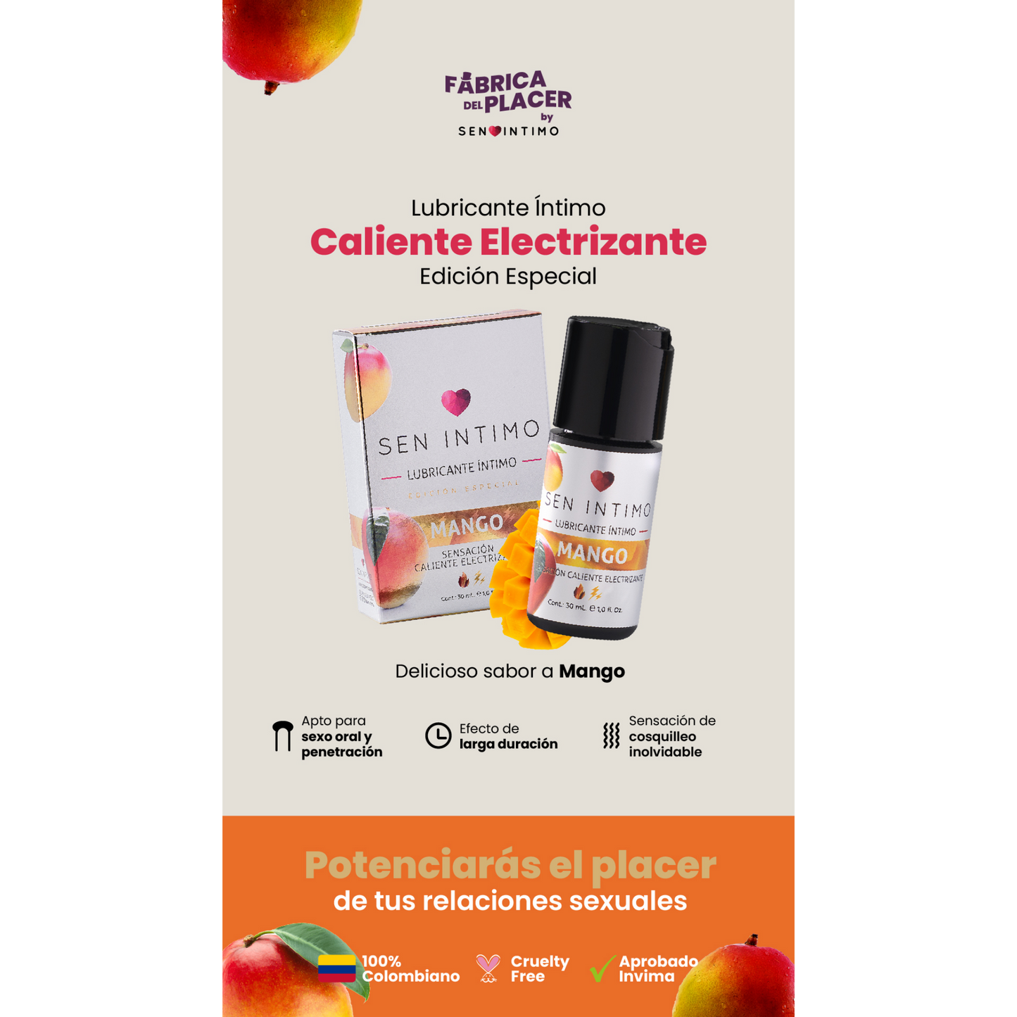 Lubricante Electrizante Mango Sen Intimo 30 ml