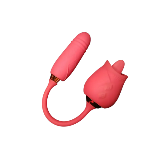 Estimulador Rosa 2 en 1 – Lengua Lamedora + Consolador Anal