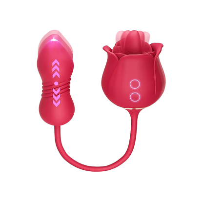 Estimulador Rosa 2 en 1 – Lengua Lamedora + Consolador Anal